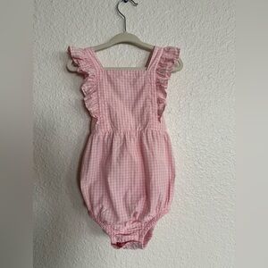 Ruffle Butts Pink Gingham Ruffle Toddler  Romper